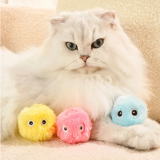 Interactive Ball Smart Cat Toys Plush Electric Catnip Training Toy Kitten Touch Sounding Pet Product Squeak Toy Ball